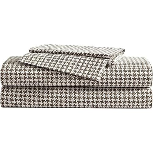 Eddie Bauer - Twin Sheet Set, Crisp & Cooling Sheets w/a Naturally Smooth Cotton Percale Lightweight Feel - Matching Pillowcase & Deep Pocket Fitted Sheet (Harrison Brown)