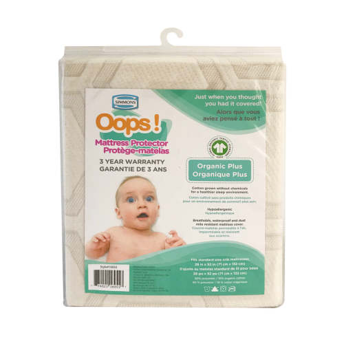 Simmons Waterproof Organic Cotton Crib Mattress Protector - Beige