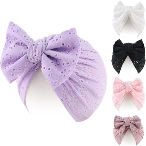Peecabe Cotton Newborn Baby Girl Hospital Hat Infant Caps Bow Baby Beanie Hats for Girls Spring Summer 0-36 Months