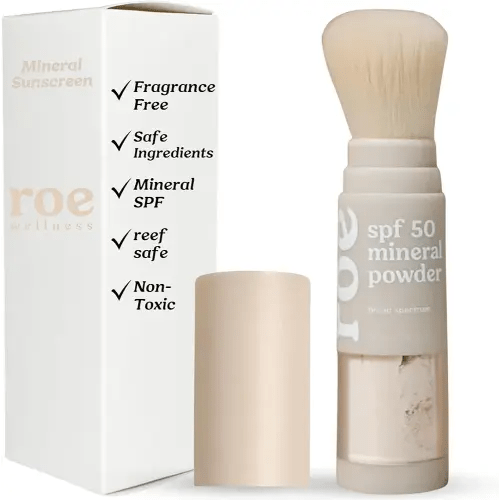 Roe Wellness- Kids SPF 50 Brush On Mineral Sunscreen Powder EWG, Reef-Friendly, Easy to Apply for Kids, Babies & Parents