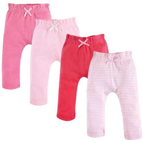 Touched by Nature Baby and Toddler Girl Organic Cotton Pants 4pk, Lt. Pink Coral, 0-3 Months