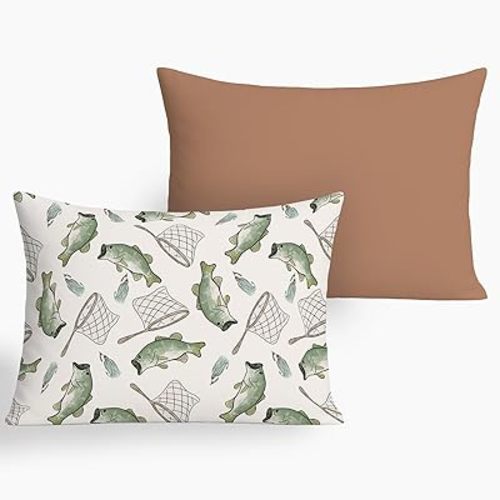 Pobibaby - 2 Pack Premium Toddler Pillowcase - Ultra Soft Jersey Knit - Crib Pillow, Kids Pillow, Travel Pillow Case Cover (Gone Fishing)