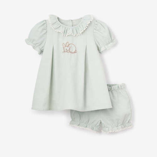 Bunny Embroidered Dress AQUA / 3-6M