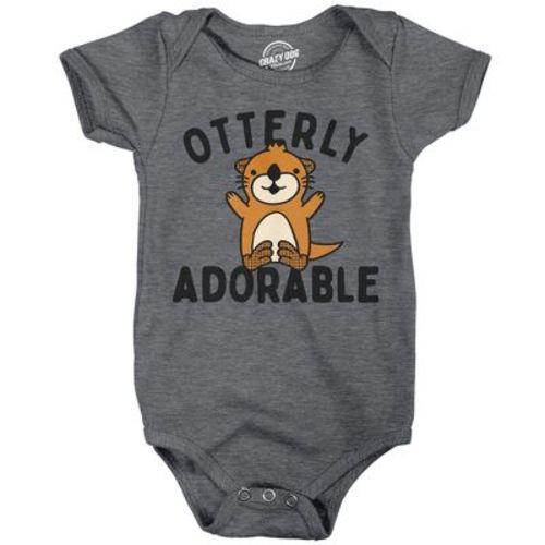 Otterly Adorable Baby Bodysuit Funny Sarcastic Cute Otter Graphic Jumper for Infants - Crazy Dog Baby Bodysuit for Animal Lovers Dark Grey 12 Months