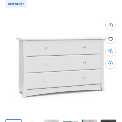 Storkcraft Crescent 6 Drawer Children's Nursery Double Dresser, White - Walmart.com