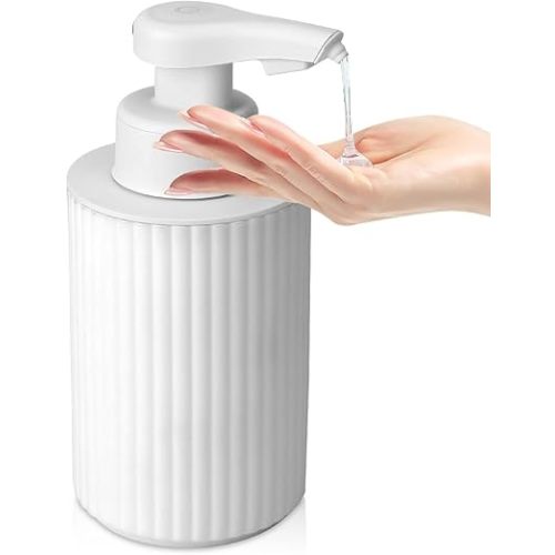 Automatic Soap Dispenser Liquid Touchless: 9oz White Plastic - Rechargeable Electric Smart 3 Level Adjustable Auto Hand Soap Dispenser - Dish Bathroom Kitchen