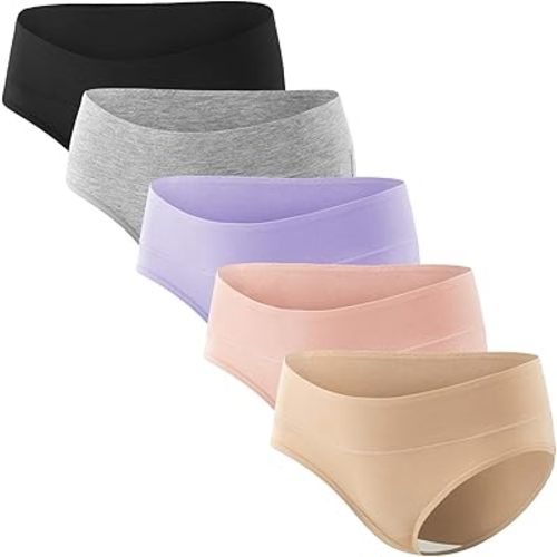 Angelhood Foldable Maternity Underwear for Pregnancy and Postpartum Panties - Under Bump Briefs (Pack of 6, 5, 3)