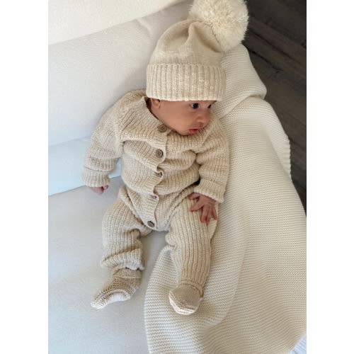 Classic Chunky Knit Jumpsuit French Cream