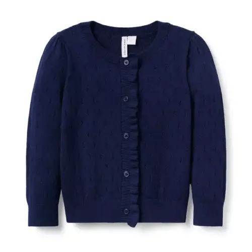 Girl Merchant Marine The Pointelle Ruffle Cardigan by Janie and Jack