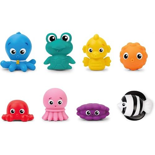 Baby Einstein Baby Einstein Ocean Explorers Sea Friends 8-Piece Baby Bath Toy Set, 8 Floating & Squirting Ocean Animal Toys, Learning Bath Toys, Teaches Fine Motor Skills, Bath Gift Set for Babies and Toddlers