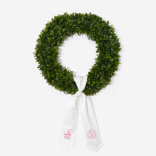 Personalized New Baby Wreath Sash – Pink or Blue – Marleylilly