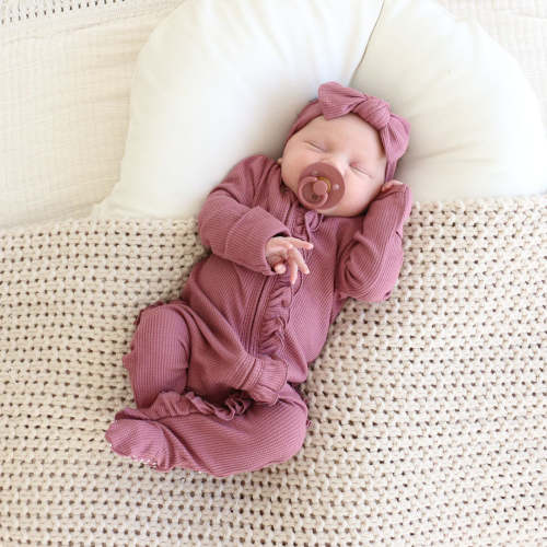 All Bamboo Waffle Zipper Footies