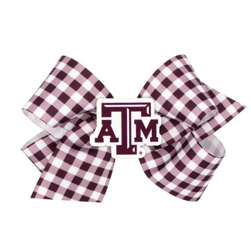 Medium Gingham Bow - Maroon & White - The Warehouse at C.C. Creations