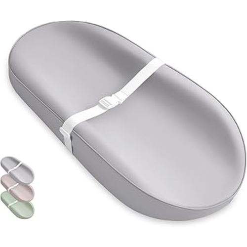 Blissful Diary Vegan Leather Baby Changing Pad with Waterproof & Wipe-Clean PU Cover, Avocado Size Cozy Diaper Changing Pad for Dresser and Table, Light Gray