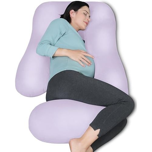 MOON PARK Pregnancy Pillows for Sleeping - U Shaped Full Body Maternity Pillow with Removable Cover - Support for Back, Legs, Belly, HIPS - 57 Inch Pregnancy Pillow for Women - Purple