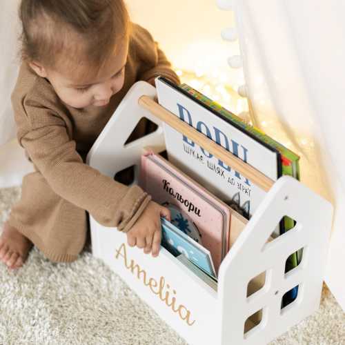Nursery Cute Storage For Books, Playroom Decor Box for Books, Nursery Small Bookshelf,  Toys Organization, Room Furniture, Toddler Bookcase