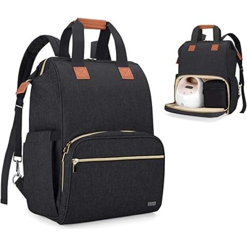 Teamoy Breast Pump Bag Compatible with Spectra S1,S2, Medela and Cooler Bag, Convertible Breast Pump Tote and Backpack with Laptop Sleeve for Working Moms, Black