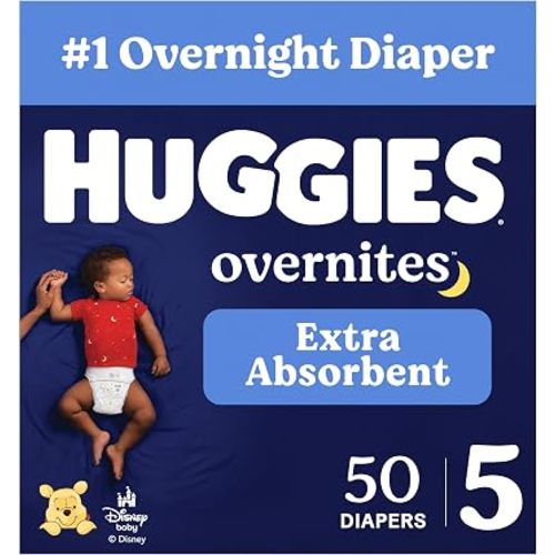 Huggies Overnites Size 5 Overnight Diapers (27+ lbs), 50 Ct, Packaging May Vary