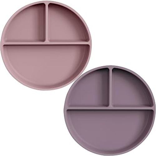 Moonkie Suction Plates for Baby | 100% Silicone BPA-Free Baby Plates| Divided Design | Microwave and Dishwasher Safe | Toddler Plates 2 Pack