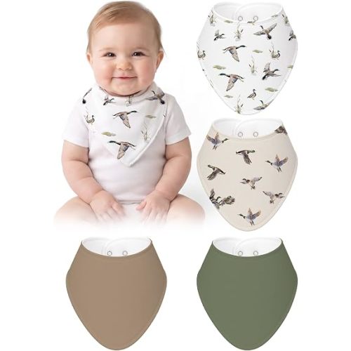 4 Pcs Baby Bandana Bib Cute Baby Nursery Decor Cotton Newborn Infant Feeding Drool Bib for Drooling and Teething Girl Boy