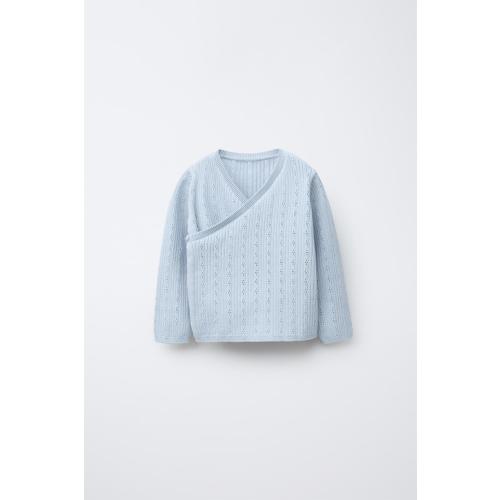 OPENWORK CROSSOVER KNIT CARDIGAN - Light blue | ZARA United States