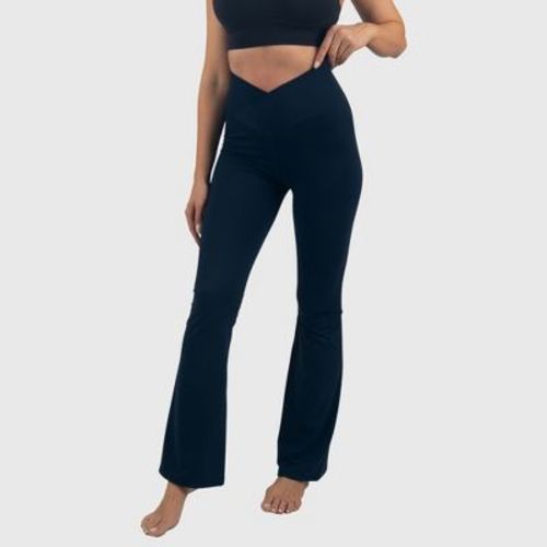 Alpine Swiss Leila Womens Flare Leggings High Waisted Crossover V Waist Buttery Soft Tummy Control Yoga Pants Not See Through Workout Bootcut Tights