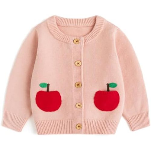 Curipeer Baby Girls Knitted Cardigan Pompoms Sweater Toddler Long Sleeve Jacket Outerwear 6M-4Y