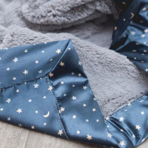 SATIN BACK RECEIVING BLANKETS- Navy Twinkle Star