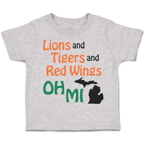 Toddler T-Shirt Lions and Tigers and Red Wings Oh My Cotton Good Pride Clothes