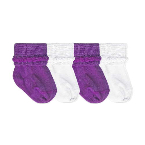 Jefferies Socks Baby Girls Bubble Stitch Bootie Cotton Turn Cuff Socks 4 Pair Pack