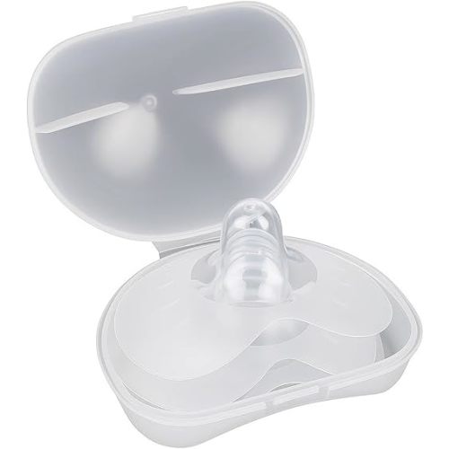 Breastfeeding Nipple Shields for Nursing Newborn Baby Nippleshield Breast Feeding 2 Count with Sterilizing Storage Case Clear (Size 16-20MM)