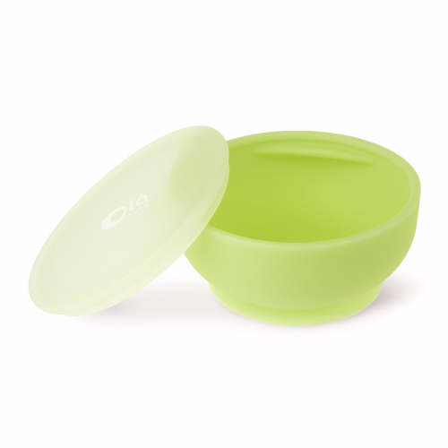 Olababy Suction Bowl with Lid for Mess-Free Self-Feeding - Kiwi Green