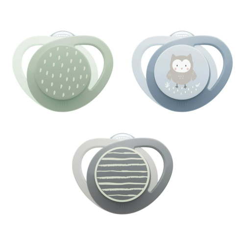 NUK Orthodontic Pacifier, Neutral, 0-6 Months, 3-Pack Variety, Featuring a Glow-in-the-Dark Pacifier