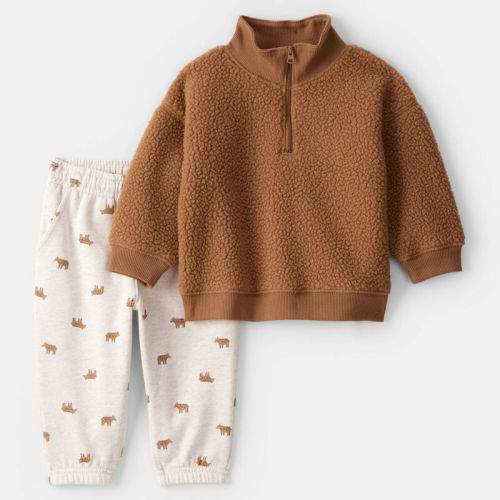 Brown Baby Boy 2-Piece Teddy Pullover and Joggers Set | Carter’s Oshkosh Canada