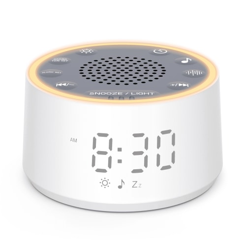 Dreamegg Sound Machine for Baby Adult Sleep, White Noise Alarm Clocks for Bedrooms Heavy Sleepers Travel, White