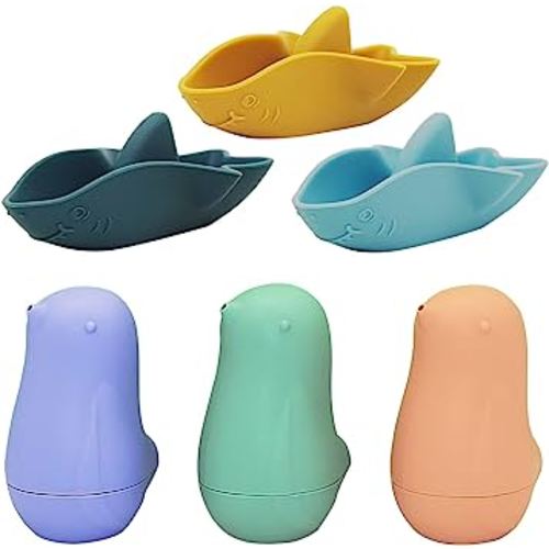 Baby Bath Toys for Toddlers ,1st Gifts Sensory Silicone Baby Bath Toys,Eco-Friendly Non Toxic Toddler Bath Toys ,Bathtub Toys for Infants 6 - 12- 18 Months(6 Pack)