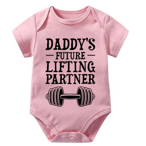 Daddy's Future Lifting Partner Newborn Outfits for Girls Short Sleeve Plain Onsie White Baby Suits for Boys 0-3 Months