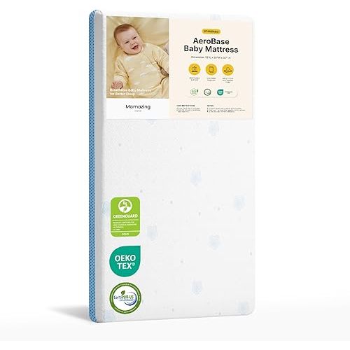 MAMAZING Aerobase Baby Crib and Toddler Mattress, 2-Stage Breathable Mattress, Non-Toxic, Waterproof Sleep Surface, Machine-Washable Cover for Easy Care, Fits Standard Baby Crib & Toddler Bed