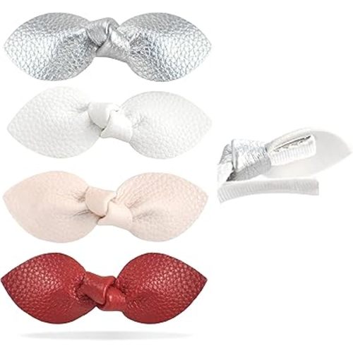 California Tot Girls' Strong and Safe Fully Lined Alligator Small Hair Bow Clips (Happy Set of 4)