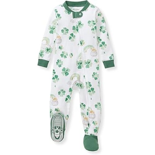 Burt's Bees Baby Girls Sleeper Pajamas, 100% Organic Cotton, One-piece PJs, Diagonal Zip Up Jumpsuit, Snug Fit Footie