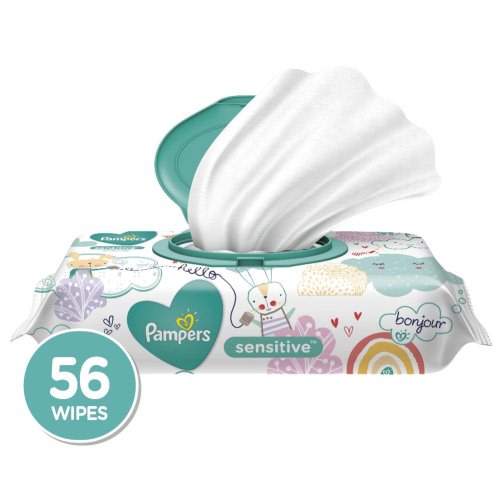 Pampers Sensitive Baby Wipes, 1x Pop-Top Packs, 56 Ct