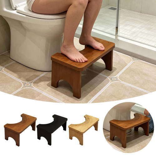 7 Inches Acacia Wood Toilet Stool Squat for Adults,Foldable Poop Stool for Bathroom,Portable Potty Step Stool with Non- Strip,No Assembly Required