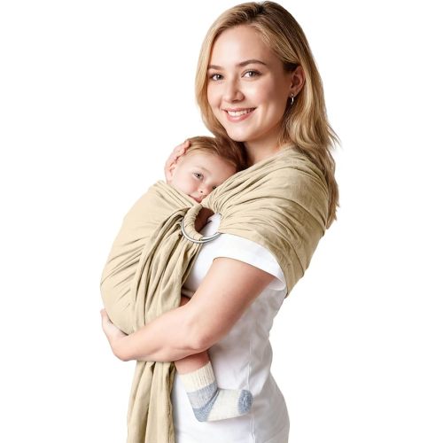 MISSWISDOM Baby Ring Sling Baby Carrier Newborn to Toddler Carrier (7-35 lbs), Baby Sling Carrier, Toddler Sling Carriers, Infant Wraps Carriers, Cream
