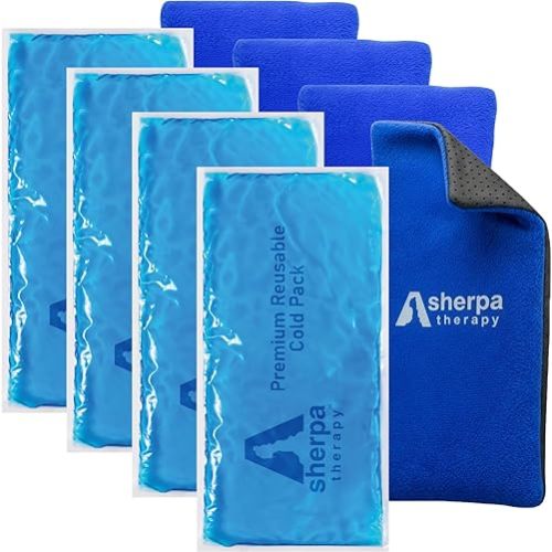 4PK Flexible Gel Ice Packs for Injuries Reusable - Gel Ice Pack Cold Compress for Knee, Back, Neck, Wrist, Hand, Elbow, Ankle Pain Relief - 9.5" x 4.5"