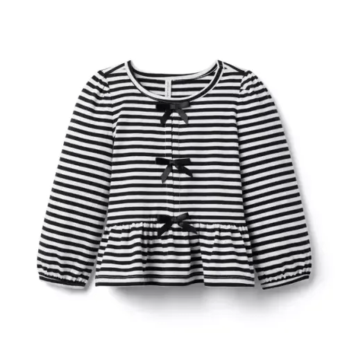 Girl Black Stripe Striped Peplum Top by Janie and Jack