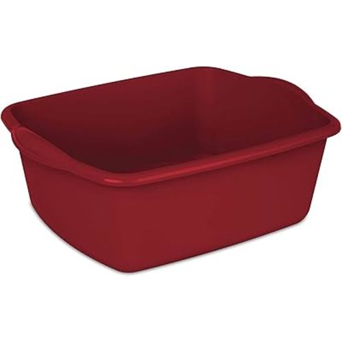 Sterlite 12 Quart Dishpan Basin, Multi-Purpose, 15 3/4" x 12 1/2" x 6", Red, 1-Pack