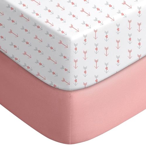 Yoofoss Baby Crib Sheets for Boys Girls, Fitted Crib Sheet 2 Pack for Standard Crib and Toddler Mattress, Super Soft Microfiber Baby Sheet 28x52x8in(Arrow)
