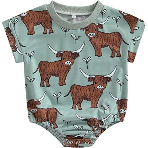 Western Baby Boy Girl Clothes Romper Cow One Piece Oneise Infant Cowboy Cowgirl Bodysuit Tops Newborn Baby Outifts