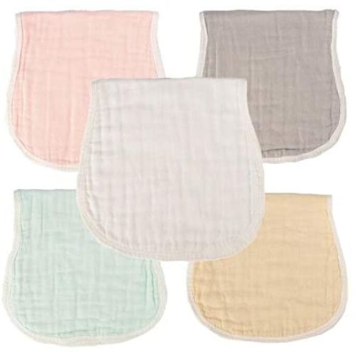 MUKIN Muslin Burp Cloths - Baby Burp Cloth Sets for Unisex. Perfect for Newborn Baby Burping Cloths/Burp Bibs. Newborn Burping Rags for Boys and Girls(Multicolored,5 Pack)