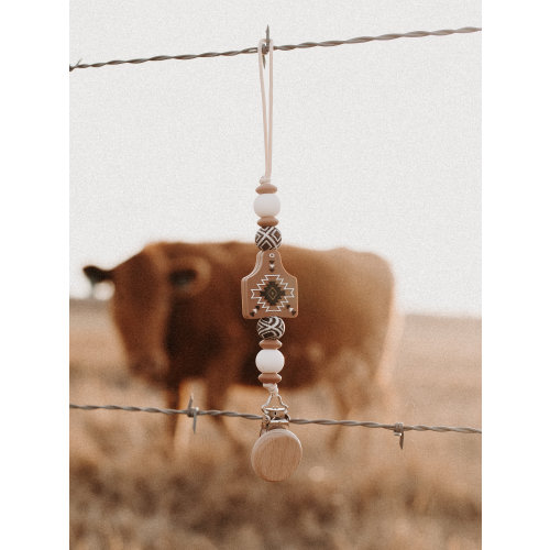 pacifier clip, western pacifier clip, silicone pacifier clip, pacifier holder, binky clip, baby teether, baby gift, cow pacifier clip